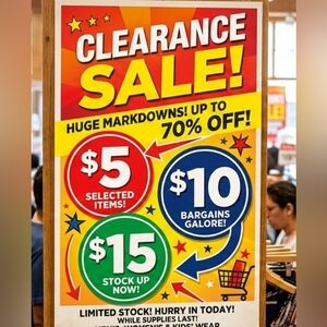 Clearance Sale $10 Minimum Purchase Required